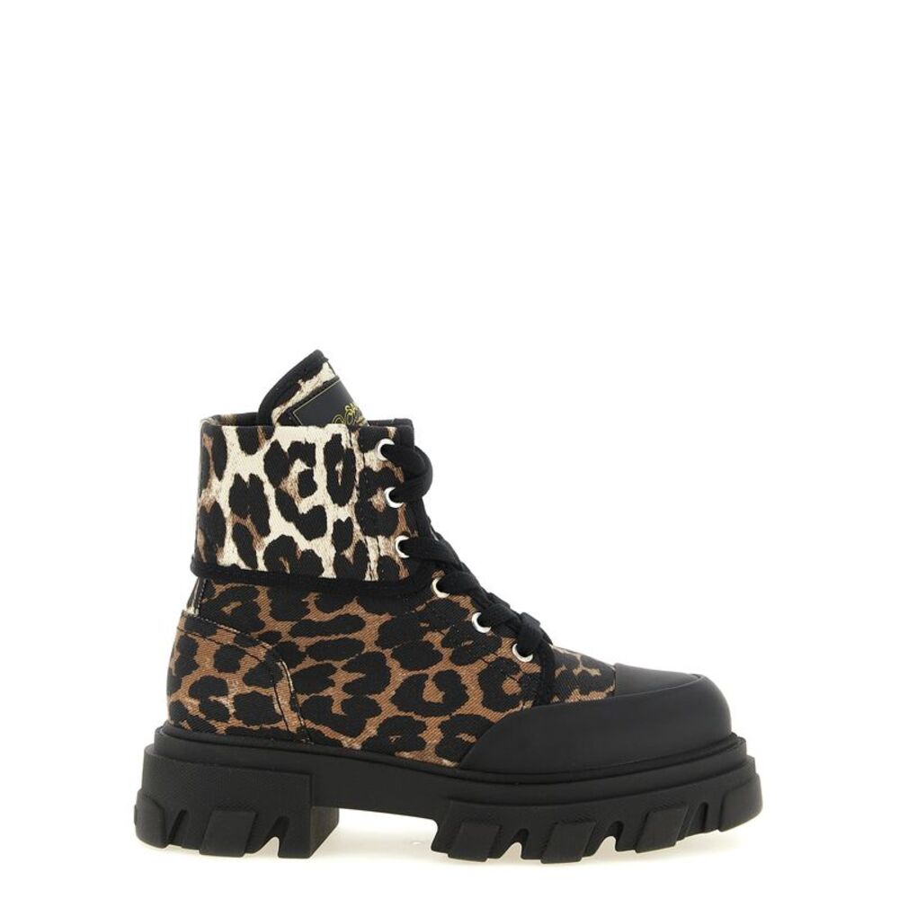 Ganni Multicolor Cotton Lace-Up Women's Boots